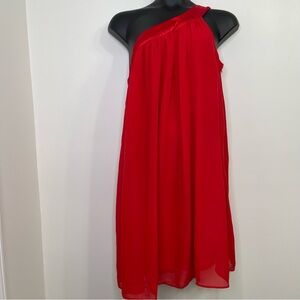 Lane Bryant One-Shoulder Red Chiffon Dress in Size 22